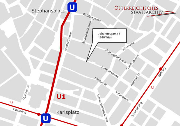 Standortkarte Johannesgasse. Detailansicht öffnet in neuem Fenster. © OESTA