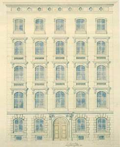 Aquarellierte Darstellung der Fassade des Hofkammerarchivs, Johannesgasse © OESTA